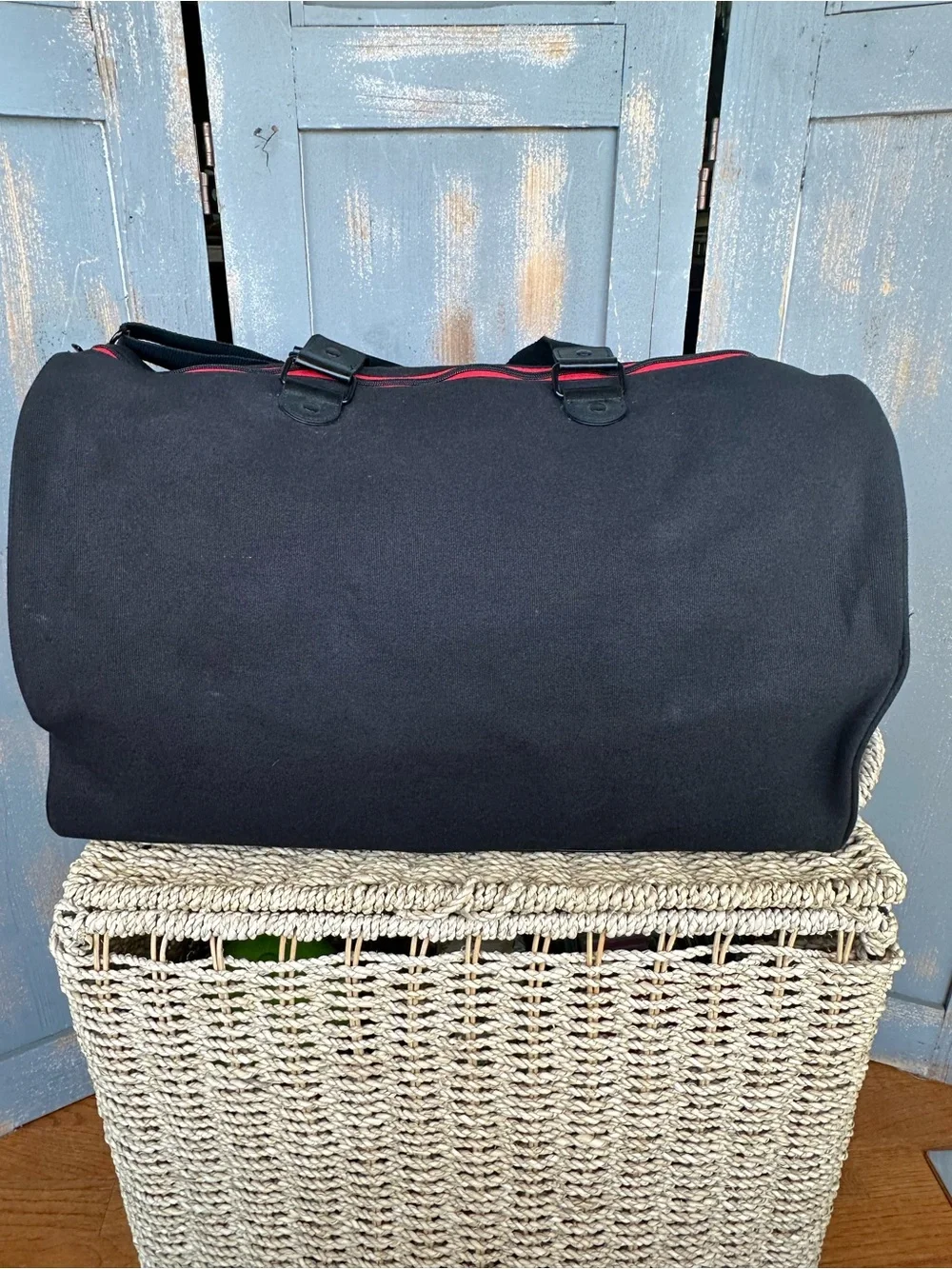 Polo Ralph Lauren Stripe Duffle Gym Weekender Carryon Bag Black Red NWOT